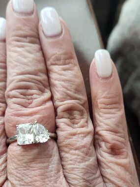 Tocara Sterling Silver Two-Stone Clear Diami Diamond Ring - White